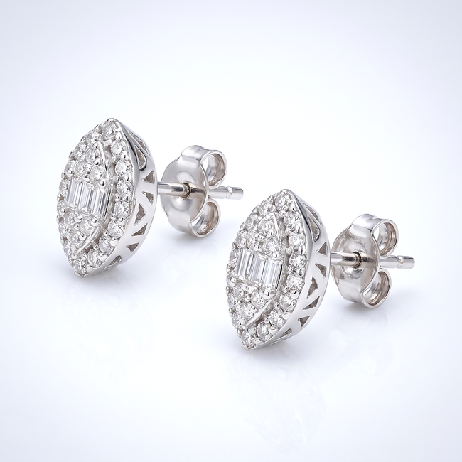 Druppel oorstekers met baguette diamanten