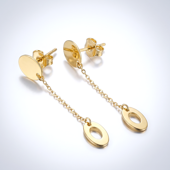 Gouden oorhangers met fijne ketting
