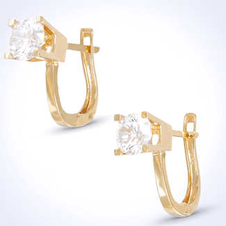 Gouden oorbellen solitaire zirkonia