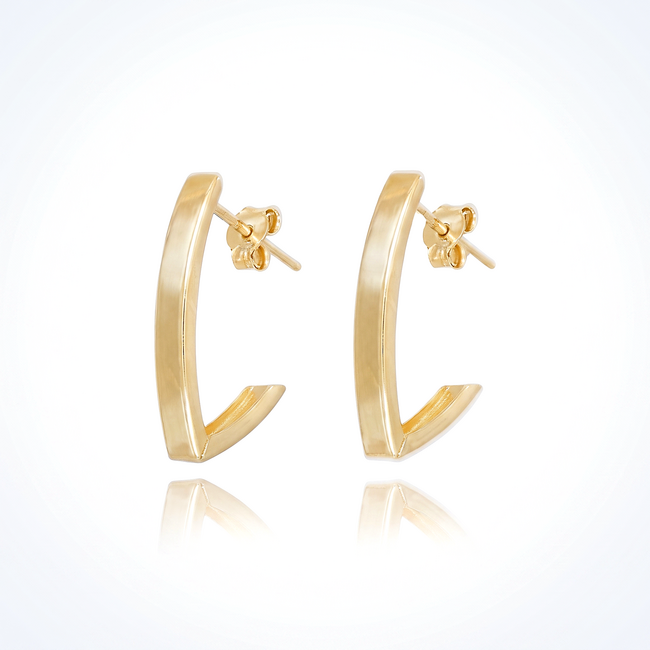 Gouden halve oorringen met strak design