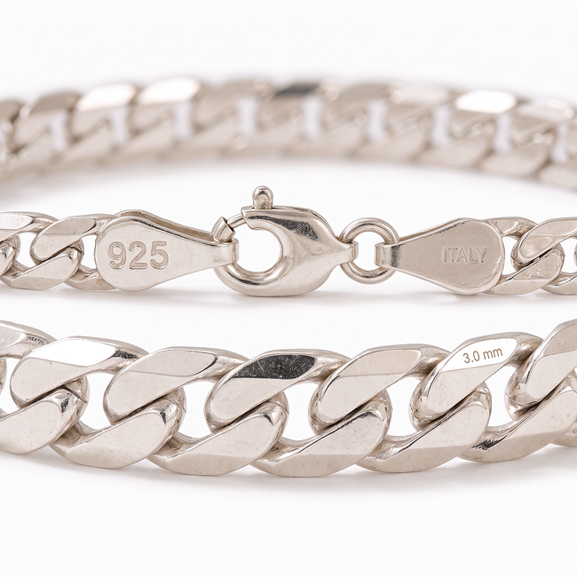 925 zilveren Cuban Link armband hoogglans 20 cm