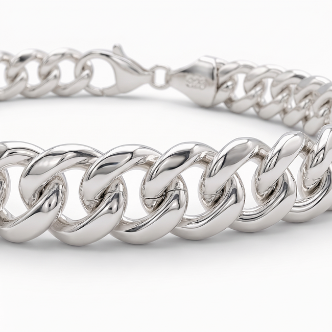925 zilveren Cuban Link armband hoogglans 22 cm