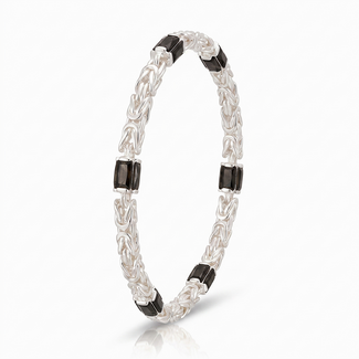 Zilveren Byzantijnse Armband met Zwarte Steen
