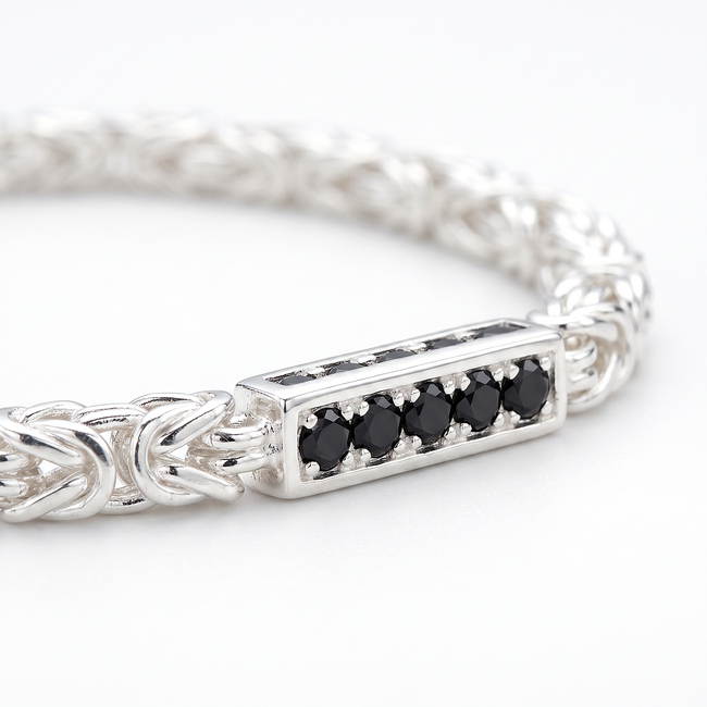 925 zilveren byzantijnse armband zwart