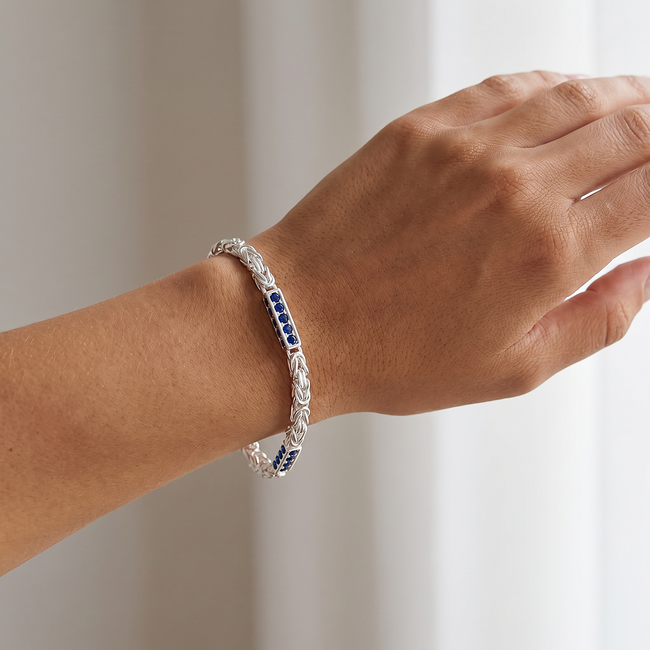 925 zilveren byzantijnse armband blauw