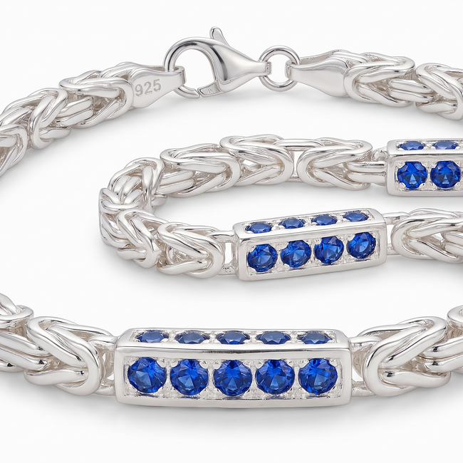 925 zilveren byzantijnse armband blauw
