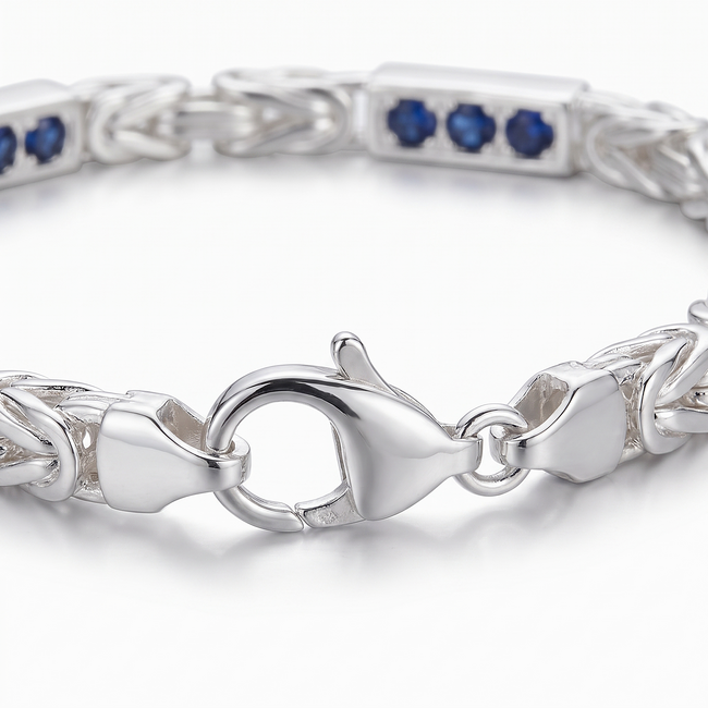 925 zilveren byzantijnse armband blauw