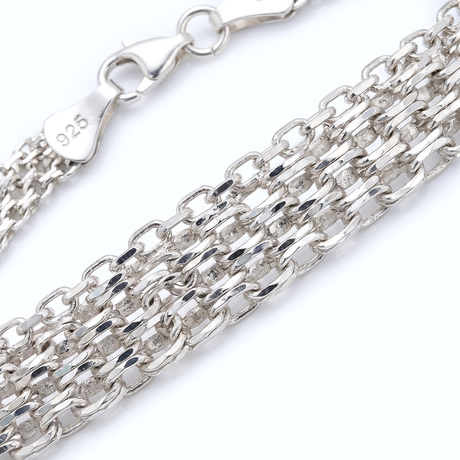 925 Zilveren Meerlaagse Schakelarmband