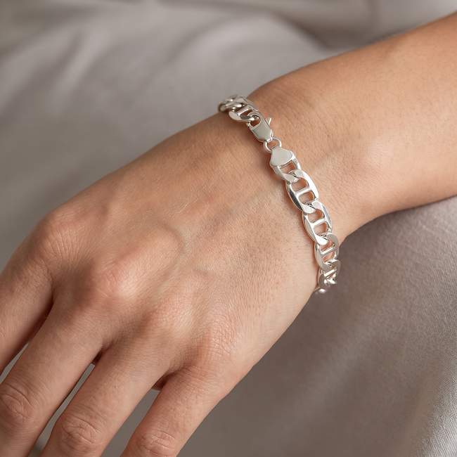 Elegante Zilveren Mariner Schakelarmband
