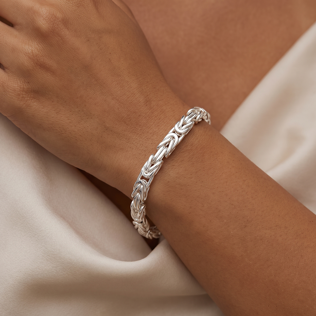 Elegante Zilveren Byzantijnse Schakelarmband