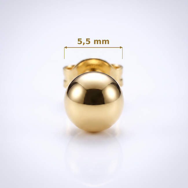 18 karaat gouden bol oorbellen 5.5 mm