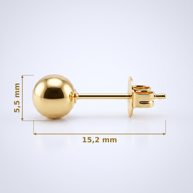 18 karaat gouden bol oorbellen 5.5 mm