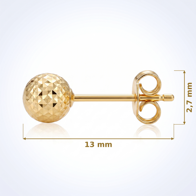 18 karaat gouden glitter bol oorbellen