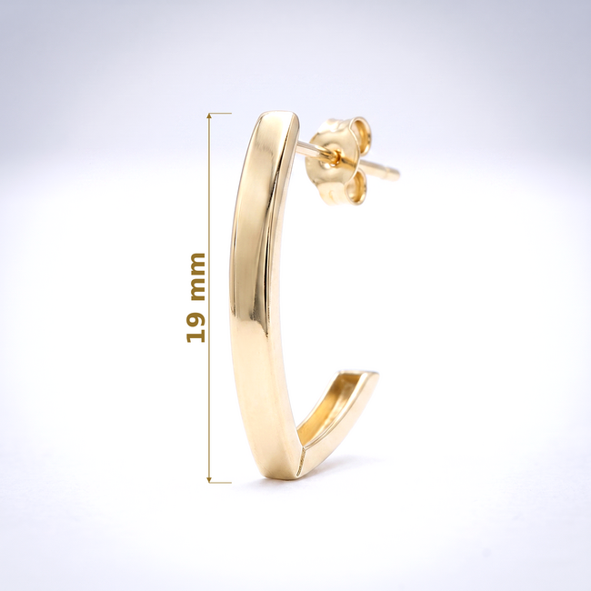 Gouden halve oorringen met strak design