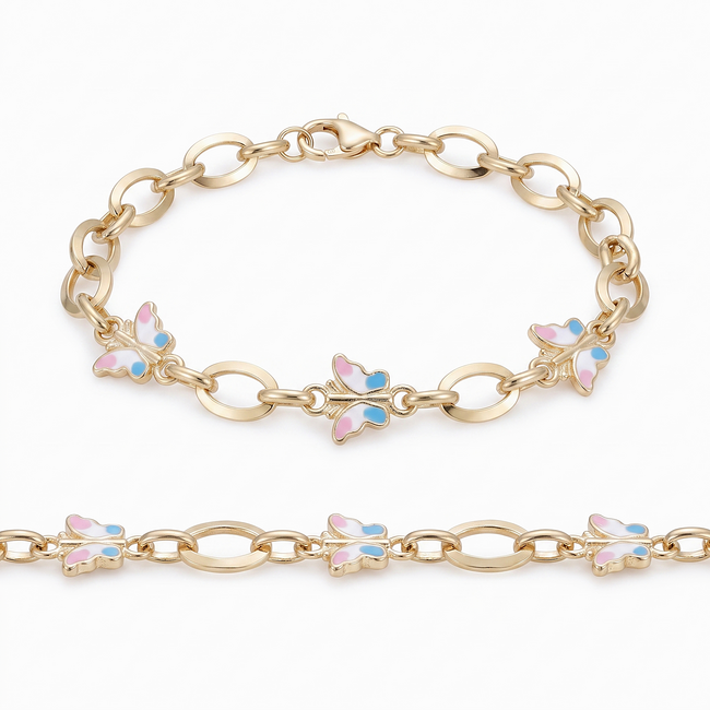 14k gouden armband met kleine vlindertjes