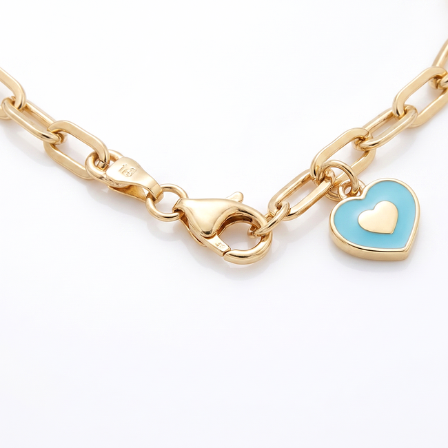 14 karaat gouden armband met een blauw hartje