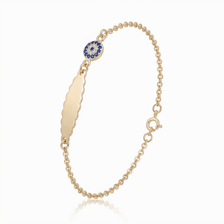 Gouden armband met oogje en naamplaat