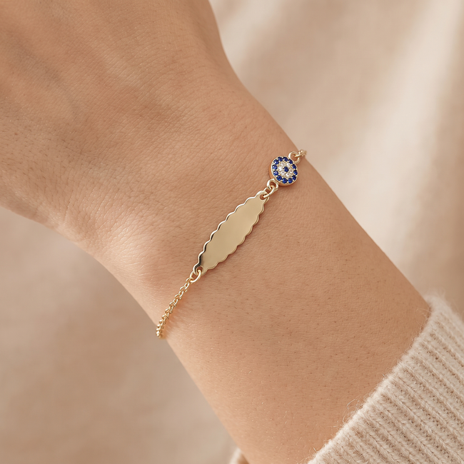 14 karaat gouden armband met blauw oogje