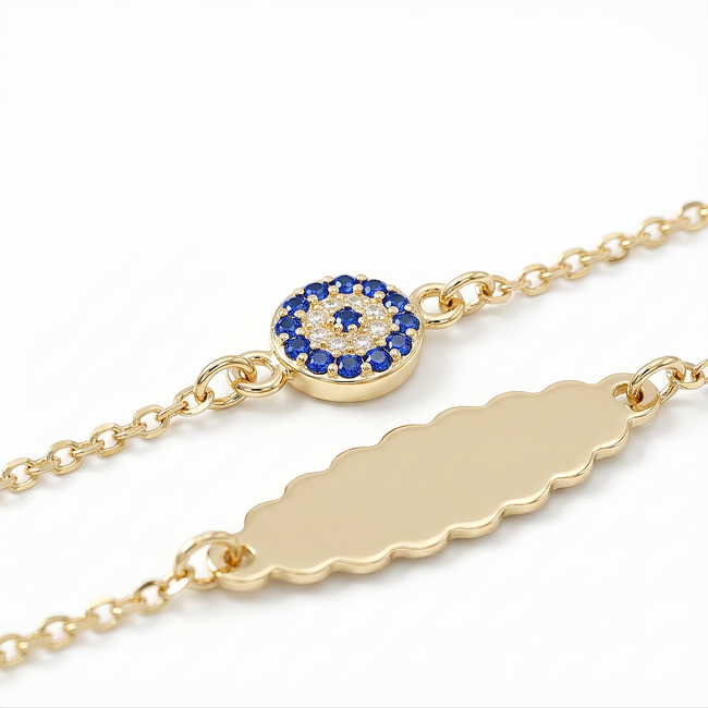 14 karaat gouden armband met blauw oogje