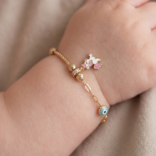 14 karaat kinderarmband met unicorn