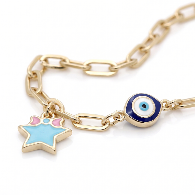 Kinderarmband met blauw sterretje en nazar