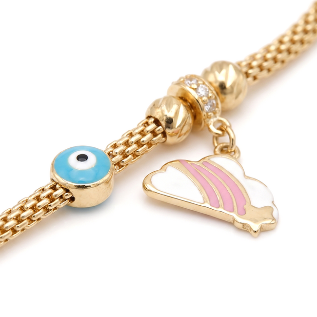 Kinderarmband met vlinder en nazar detail