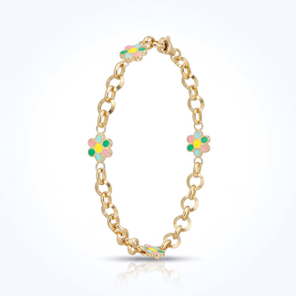 Gouden Bloem Armband met Kleuren