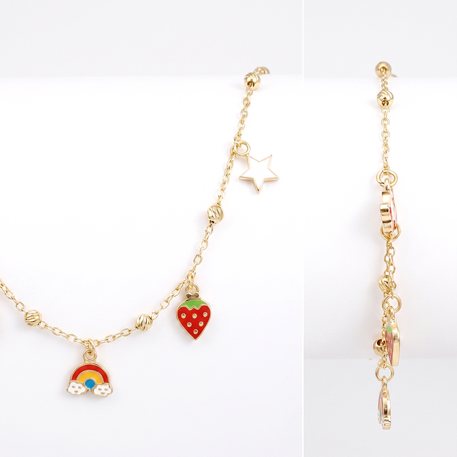 Gouden kinderarmband met regenboog en ster