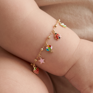 Gouden Bedel Armband met Kleuren