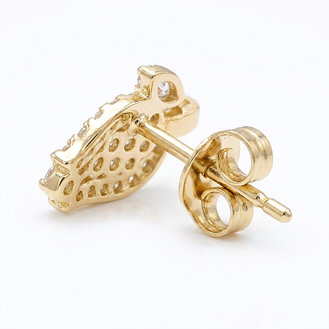 Gouden Oorbellen met Blad Design en Zirkonia