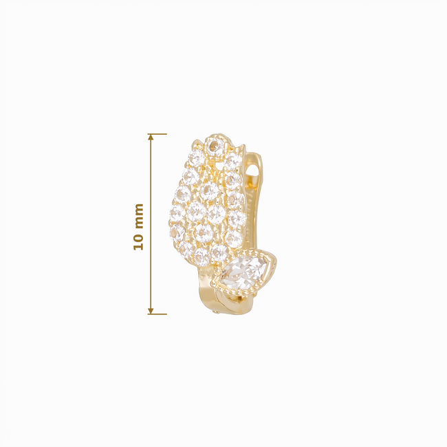 Gouden Oorbellen met Blad Design en Zirkonia