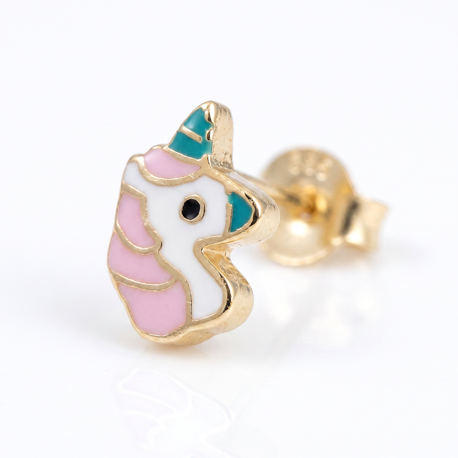 Gouden unicorn oorknoppen voor kinderen