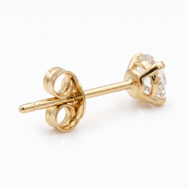 Gouden Solitaire Zirkonia Oorbellen