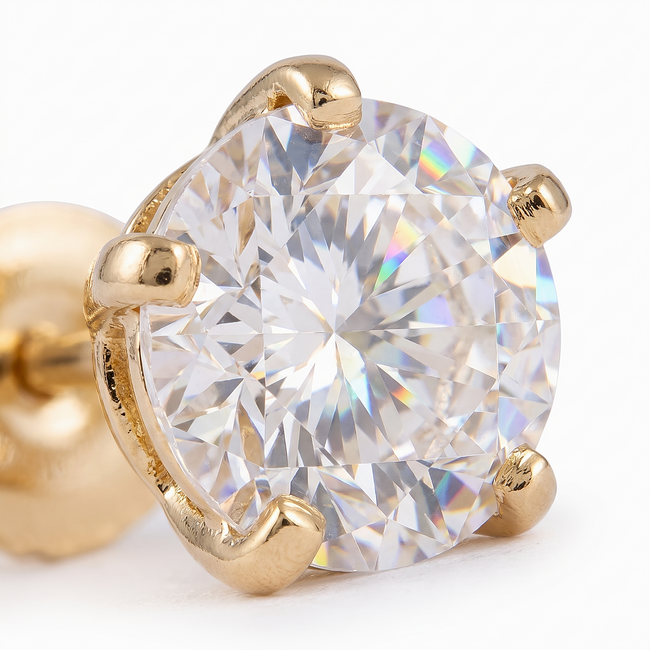 Gouden Solitaire Zirkonia Oorbellen
