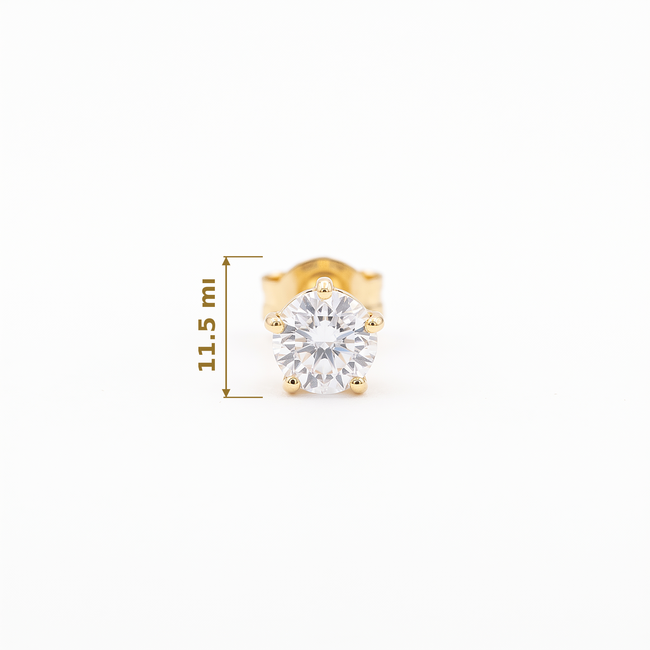 Gouden Solitaire Zirkonia Oorbellen