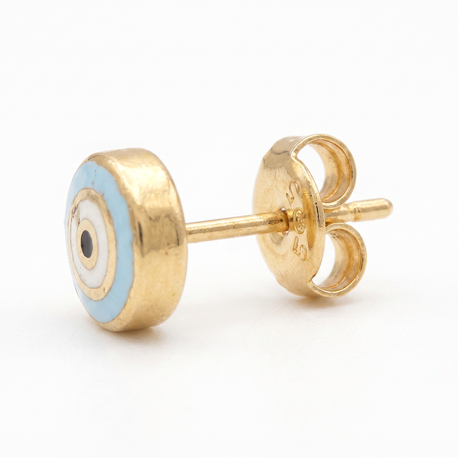 Gouden Oorbellen met Lichtblauw Nazar Oog Design