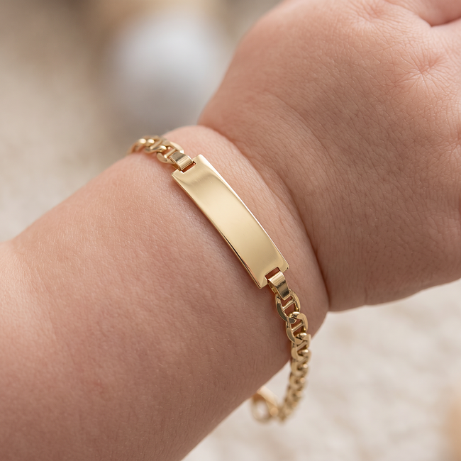Gouden Graveerplaat Armband met Schakels