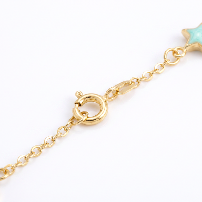 Fijne Gouden Armband met Gekleurde Ster Bedels