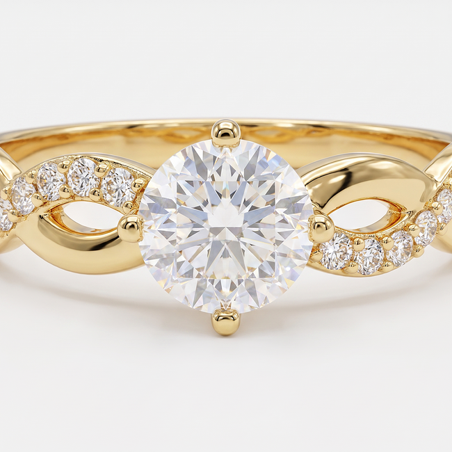 Gouden solitair ring 14 karaat met zirkonia