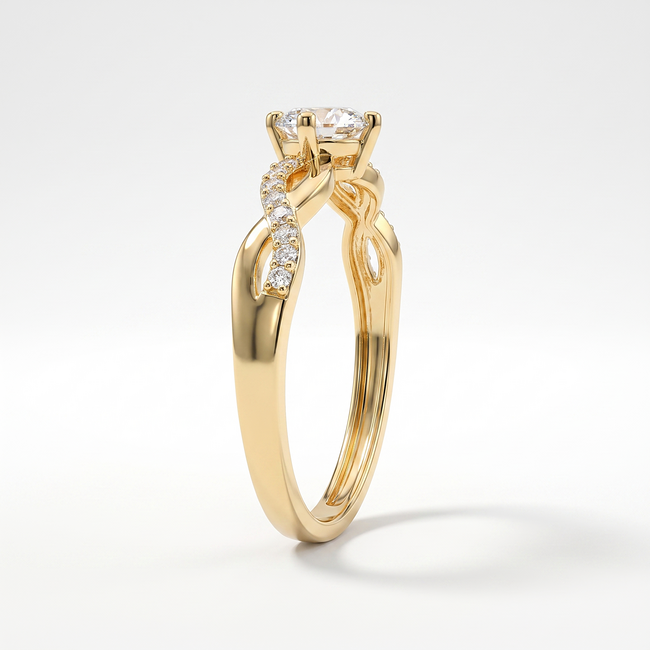 Gouden solitair ring 14 karaat met zirkonia