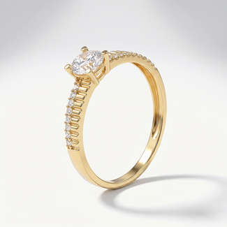 Gouden ring met zirkonia en pavé band