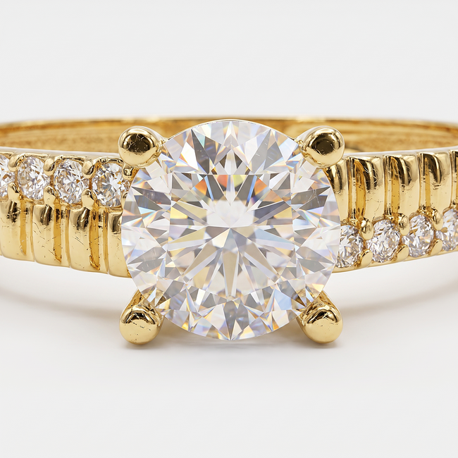 Gouden ring 14 karaat met pavé band
