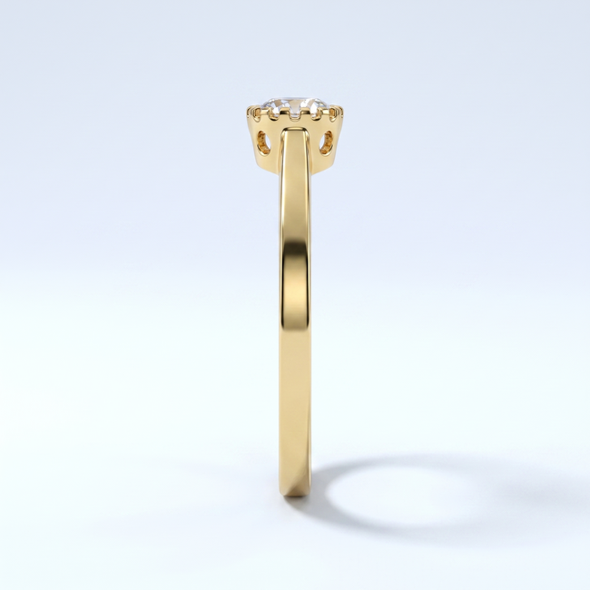 Gouden ring 14 karaat met zirkonia in klassieke kroonzetting