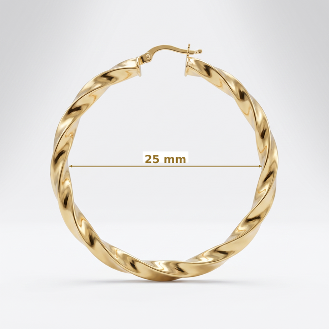 Gedraaide gouden creolen 14 karaat
