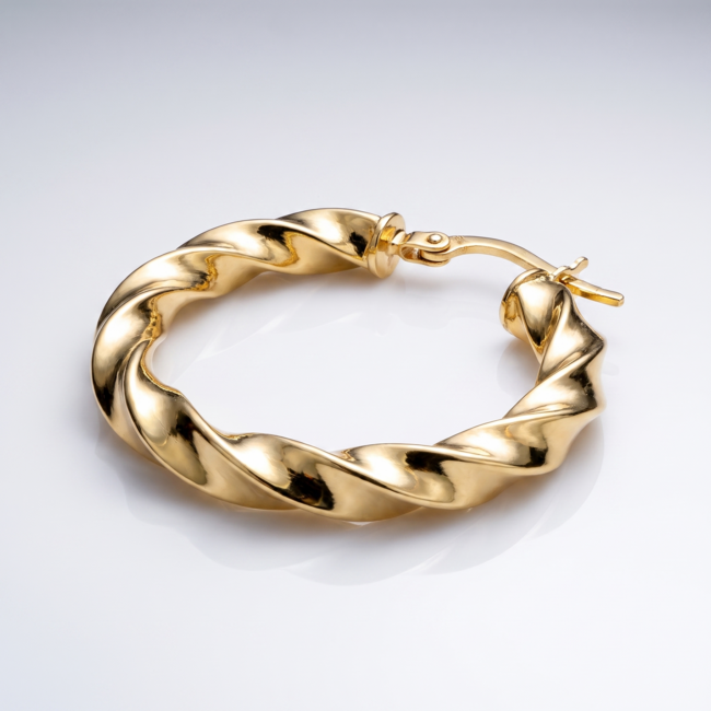 Gedraaide gouden creolen 14 karaat