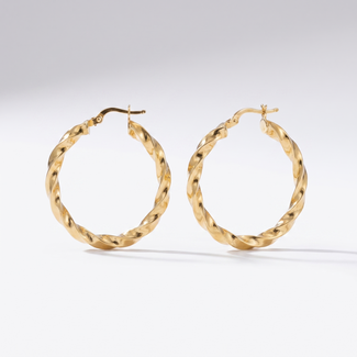 Gedraaide gouden creolen 25 mm