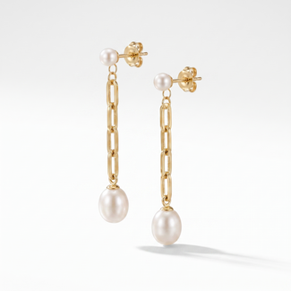Gouden parel oorhangers met zoetwaterparel