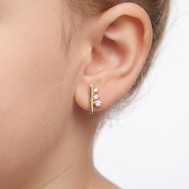 Gouden oorstekers voor kinderen, 14 karaat met zirkonia, 8,5 mm