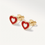Gouden kinderoorbellen met rood emaille hartje, 4,5 mm