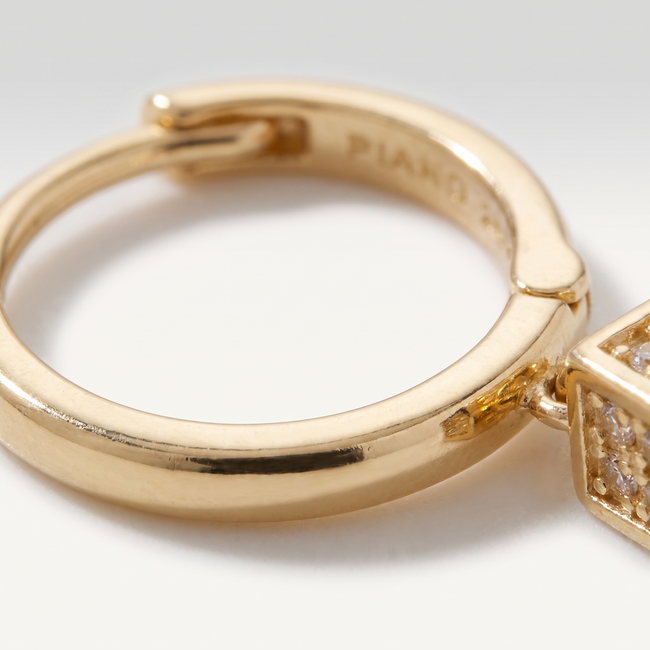 Gouden mini creolen met zirkonia kubus, 8,8 mm